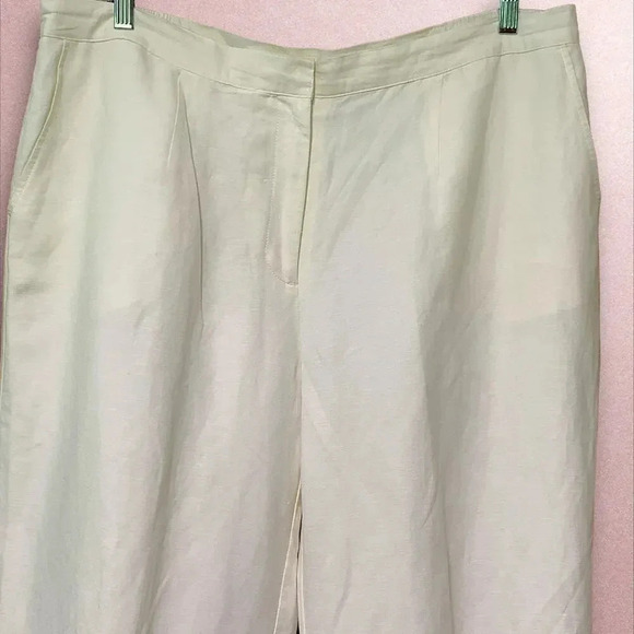 Ruby Rd Linen Blend Crop Straight Leg Pants Beaded Split Hem Plus Size 18W White - Picture 4 of 16